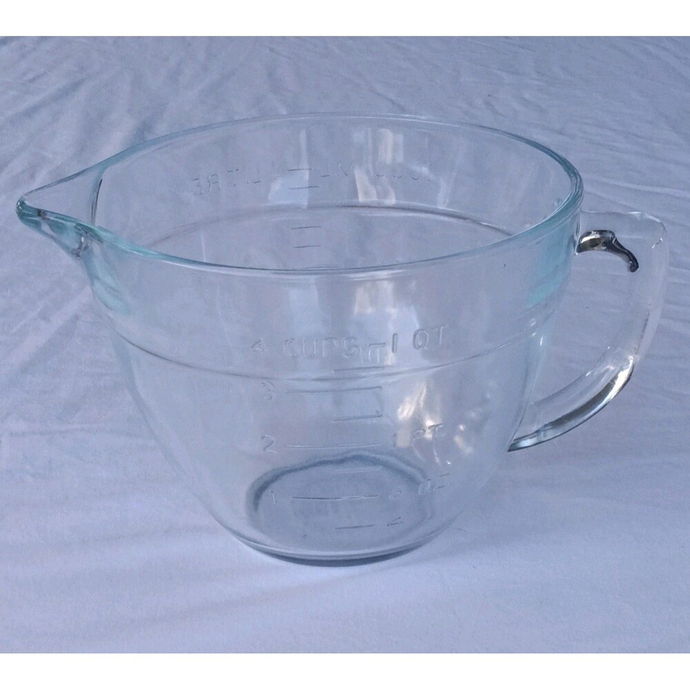 Vintage Anchor Hocking Glass Measuring Bowl 4 Cup_1 Liter USA made